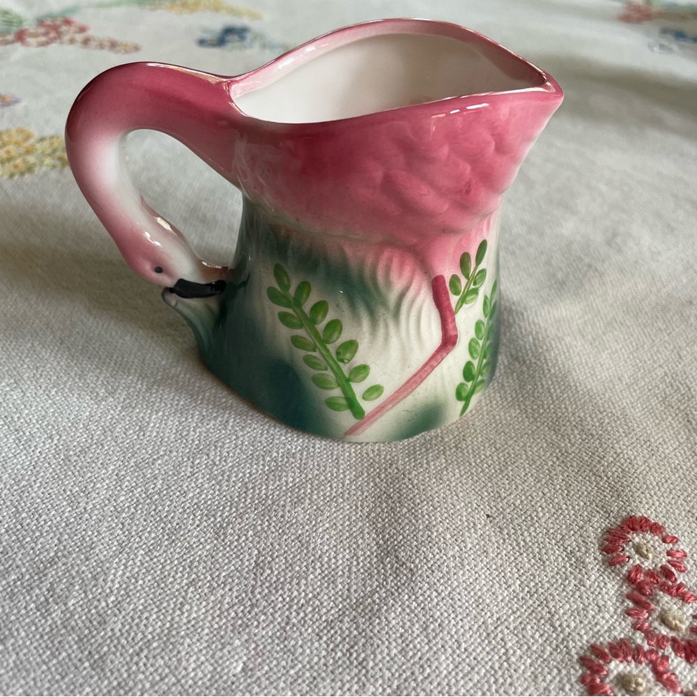 Vintage Sarsaparilla Deco Design 1982 Pink Flamingo Creamer. 3"Tall x 4" Wide - Picture 13 of 14